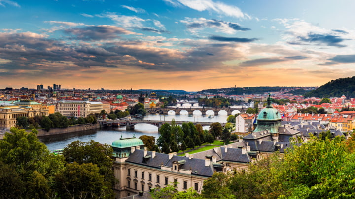 Ausblick auf Prag bei Sonnenuntergang